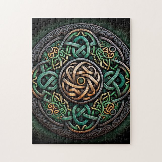 Celtic Knot Grönt Guld Knotwork Pussel (Vertikal)
