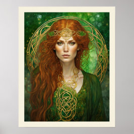 Celtic Knot Grönt & Guld St patrick's day Woman Poster