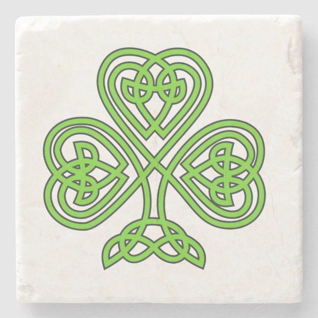 Celtic Knot Grönt Shamrock Underlägg Sten (Framsidan)