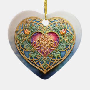 Celtic Knot Heart Julgransprydnad Keramik