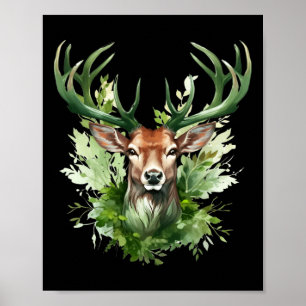 Celtic Knot Hjort Irish Elk Grönt St. Patrick's Da Poster