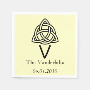 Celtic Knot in Black and Ivory Monogram Bröllop Pappersservett