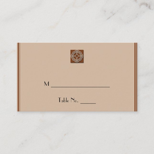 Celtic Knot in Cream and Rust Bröllop Place Cards Placeringskort (Framsida)