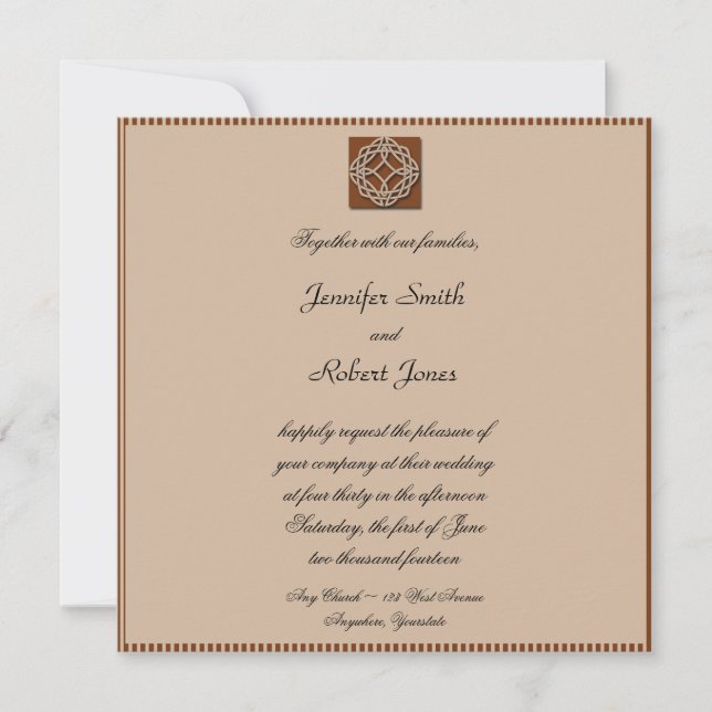 Celtic Knot in Cream and Rust Wedding bjudande in Inbjudningar (Framsida)