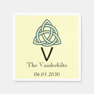 Celtic Knot in Teal and Ivory Monogram Bröllop Pappersservett
