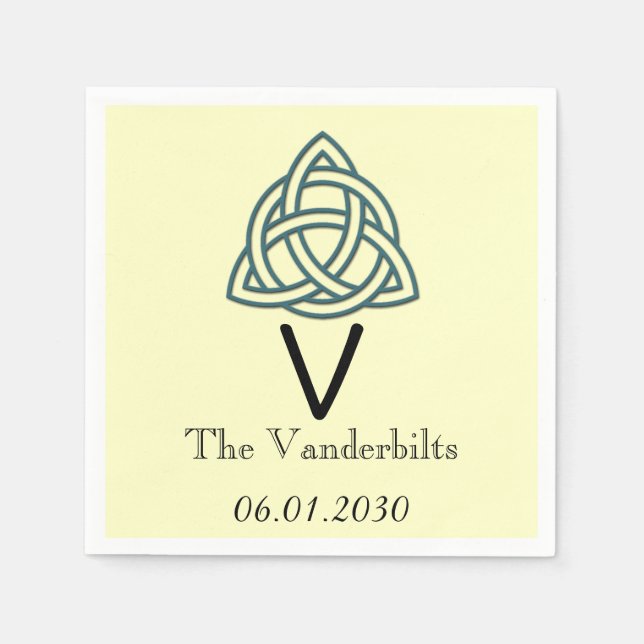 Celtic Knot in Teal and Ivory Monogram Bröllop Pappersservett (Framsidan)