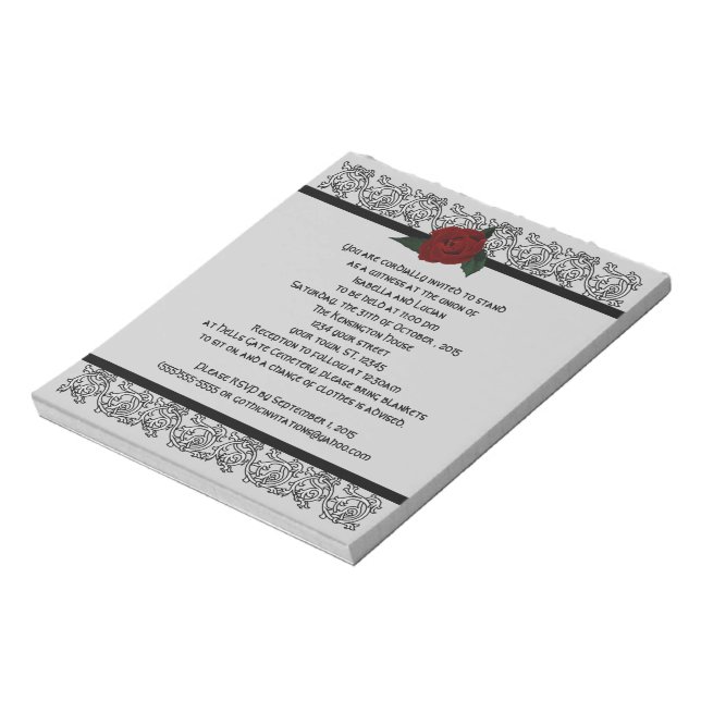 Celtic Knot Infinity Ro Goth Wedding bjudande Anteckningsblock (Roterad)