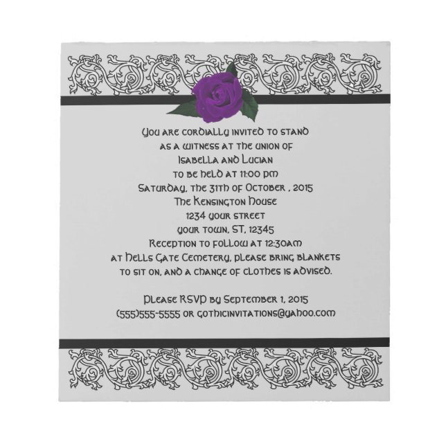 Celtic Knot Infinity Ro Goth Wedding bjudande Anteckningsblock (Framsida)