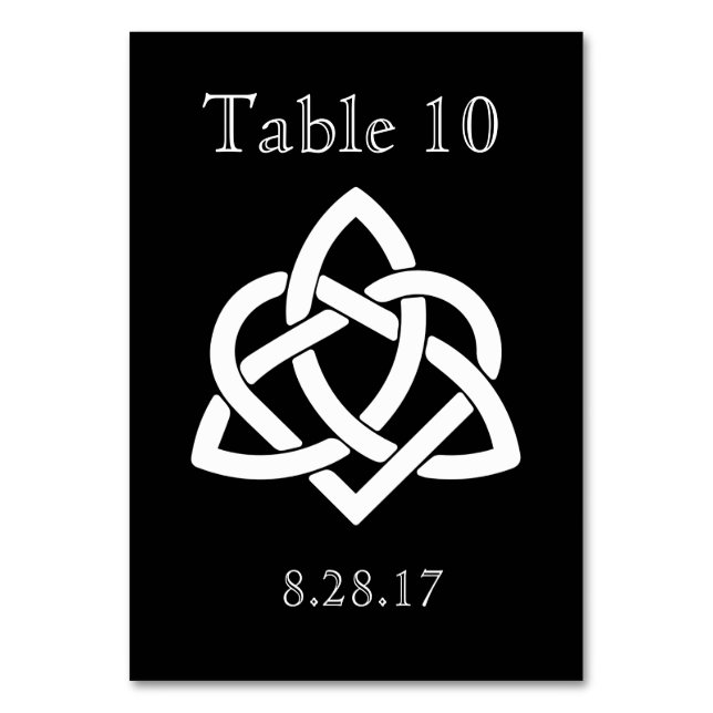 Celtic Knot Initialer - Bord-kort - svart Bordsnummer (Framsidan)
