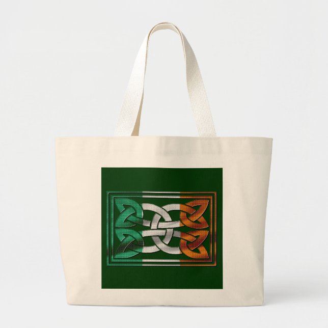 Celtic Knot Irish Flagga Designer Bag Jumbo Tygkasse (Framsidan)