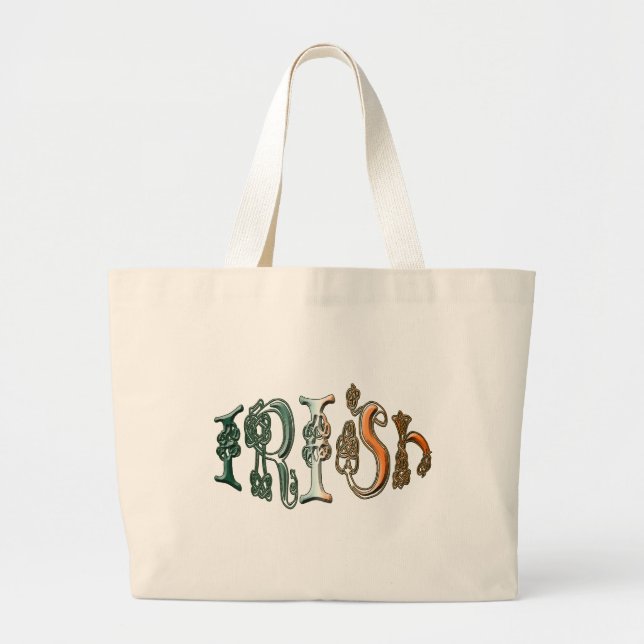 Celtic Knot Irish Flagga Färg Designer Bag Jumbo Tygkasse (Framsidan)