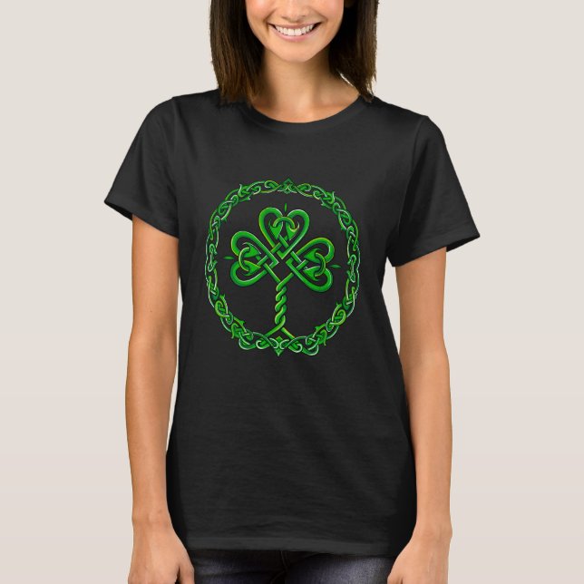 Celtic Knot Irish Shamrock 3 Leaf C St Pats Day T Shirt (Framsida)