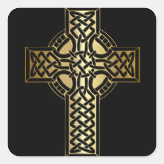Celtic Knot Kor i Guld och Black Fyrkantigt Klistermärke
