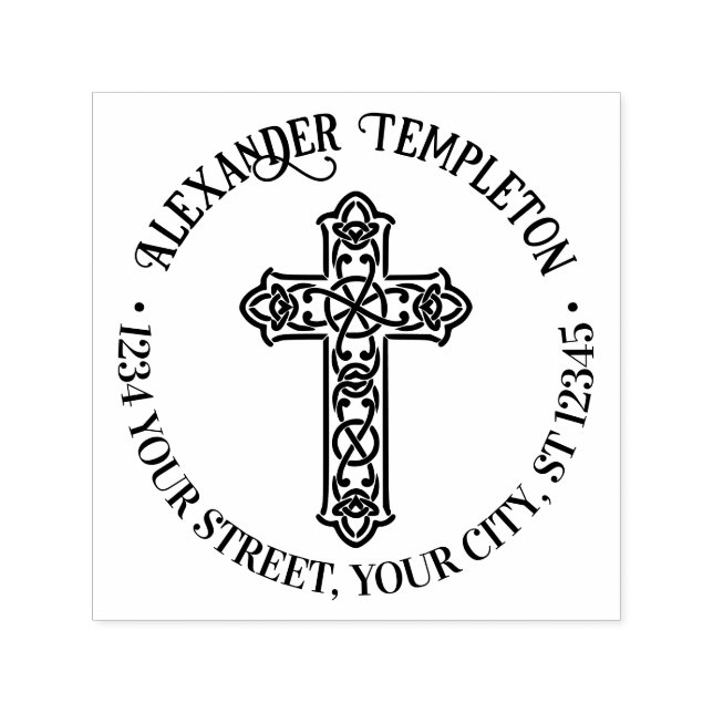 Celtic Knot Kor Namn Returadress Round Självfärgande Stämpel (Design)