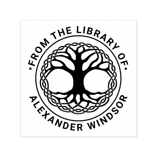 Celtic Knot Livets träd #2F Bibliotek Bok Namn Självfärgande Stämpel (Design)