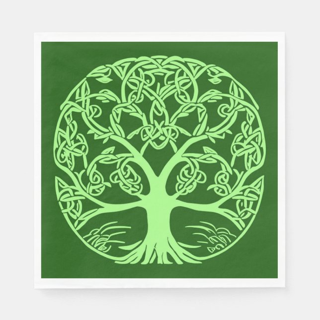 Celtic Knot Livets träd Emerald Grönt Pappersservett (Framsidan)
