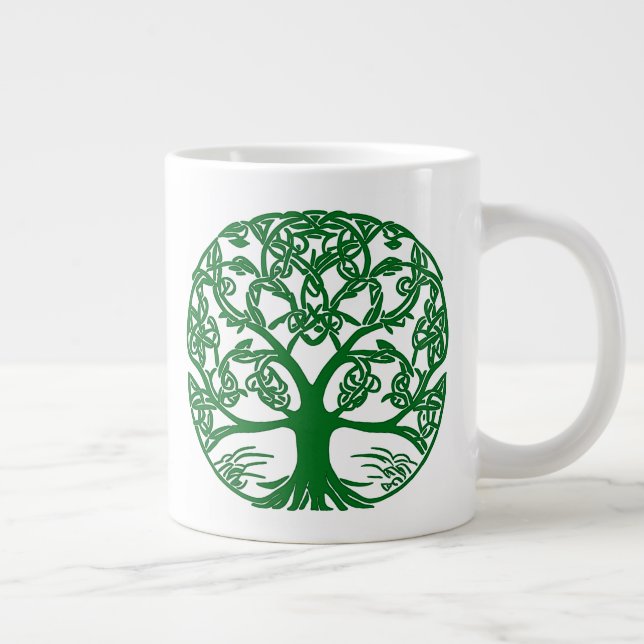 Celtic Knot Livets träd in Emerald Grönt Jumbo Mugg (Höger)