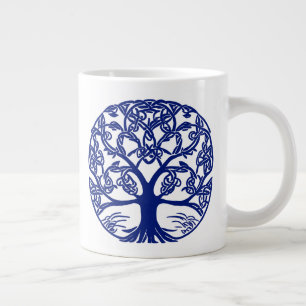 Celtic Knot Livets träd in Indigo Blue Jumbo Mugg