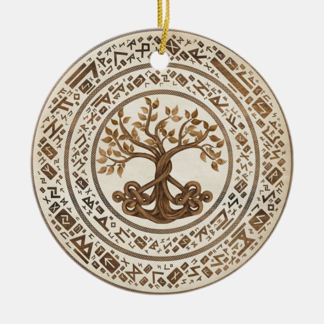 Celtic Knot Livets träd-Yggdrasil Julgransprydnad Keramik (Framsidan)