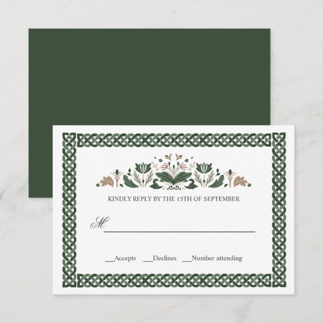 Celtic Knot | Modern Blommigt Irländska Bröllop Inbjudningar (Fram/baksida)