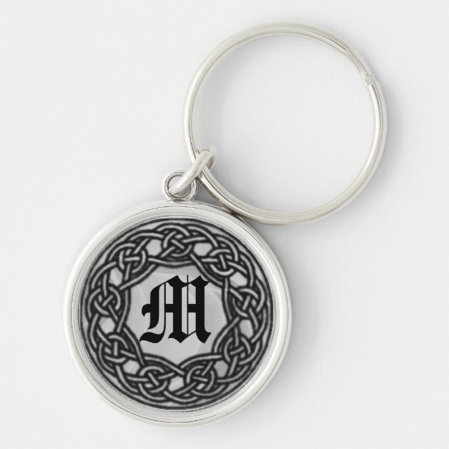 Celtic Knot Monogram Silver Nyckelring (Framsidan)