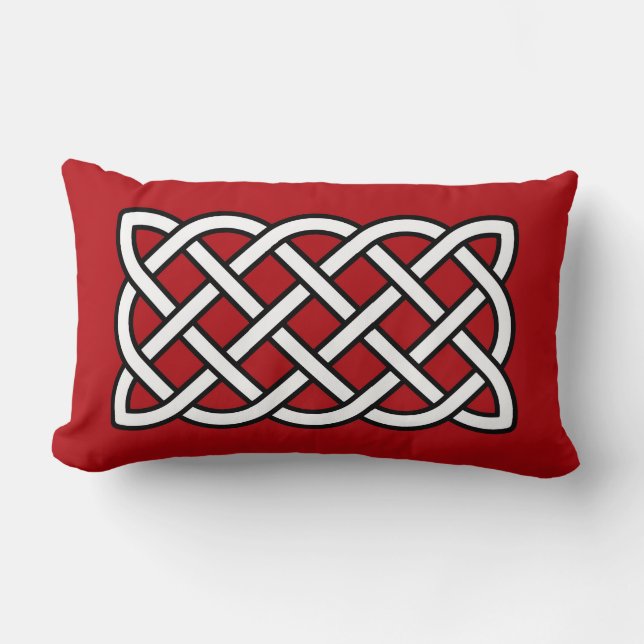 Celtic Knot Mönster, Deep Red, Black and White Lumbarkudde (Framsida)