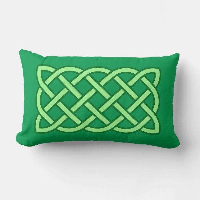 Celtic Knot Mönster, Emerald and Lime Green Lumbarkudde (Framsida)