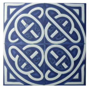 Celtic Knot Navy Blue and White Celtic Kakelplatta