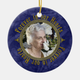Celtic Knot Navy Blue Memorial Photo jul Julgransprydnad Keramik
