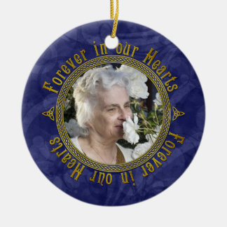 Celtic Knot Navy Blue Memorial Photo jul Julgransprydnad Keramik
