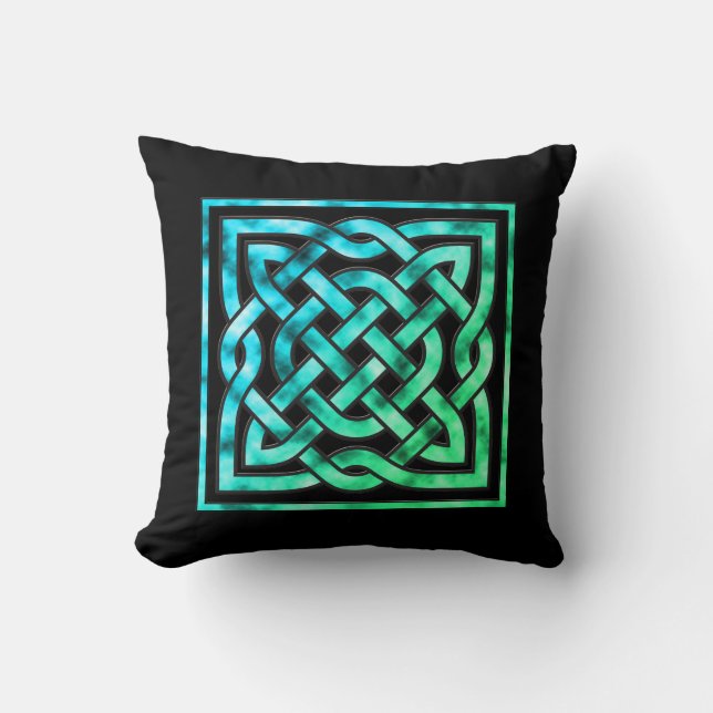 Celtic Knot Pillow - Blue Grönt Design Kudde (Framsida)