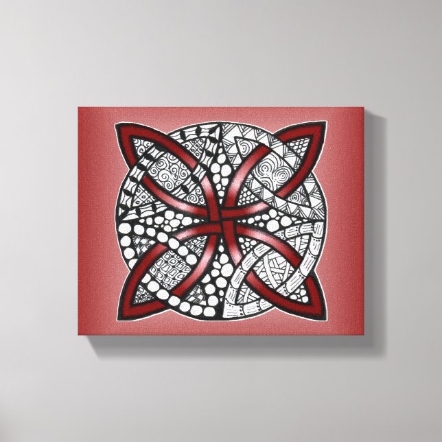 Celtic Knot Red Doodle Teckning Canvastryck (Framsida)