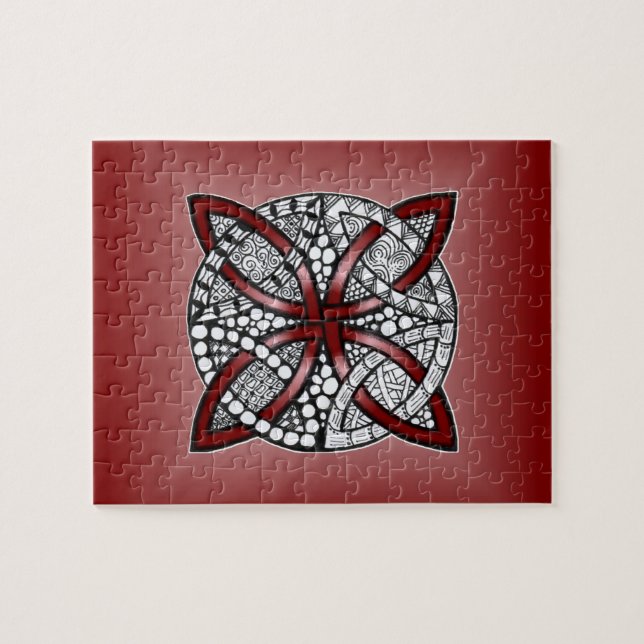 Celtic Knot Red Doodle Teckning Pussel (Horisontell)