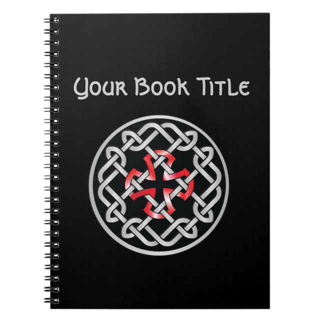 Celtic Knot Red Metallic Anpassade Notebook Anteckningsbok Med Spiral (Framsidan)
