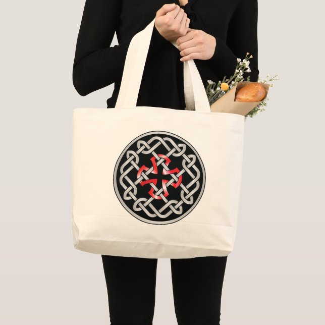 Celtic Knot Red Metallic Jumbo White Tote Tygkasse (Framsida (produkt))