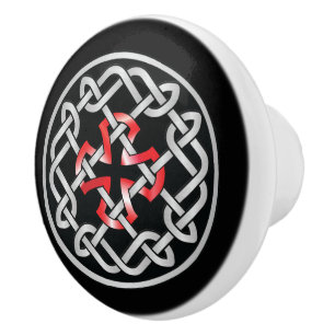 Celtic Knot Red Metallic Knob Knopp