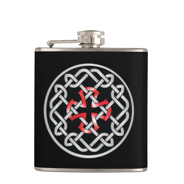 Celtic Knot Red Metallic Liquor-kolv Fickplunta (Framsidan)