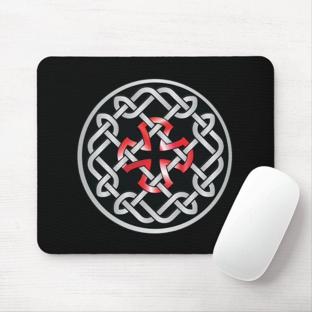 Celtic Knot Red Metallic Mousepad Musmatta (Med mus)