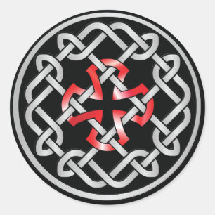 Celtic Knot Red Metallic Round Stickers Runt Klistermärke