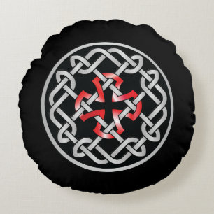 Celtic Knot Red Metallic Rund Kudde