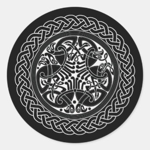 Celtic Knot Ring med fåglar Runt Klistermärke