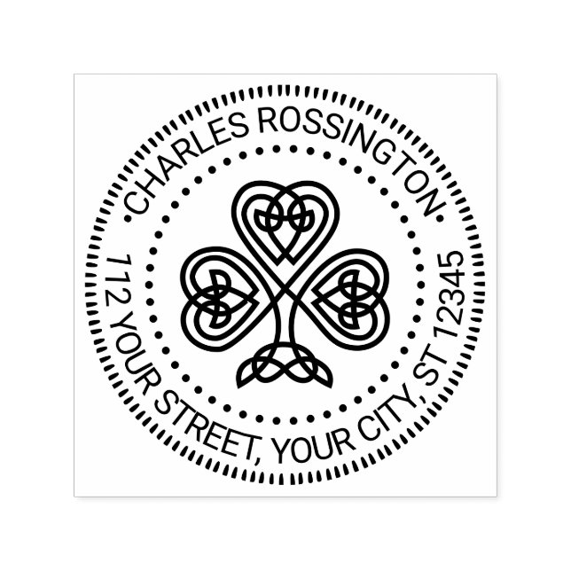 Celtic Knot Shamrock #3 Namn Returadress Självfärgande Stämpel (Design)