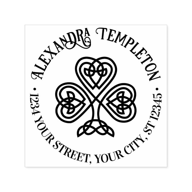 Celtic Knot Shamrock #3P Namn Returadress Självfärgande Stämpel (Design)