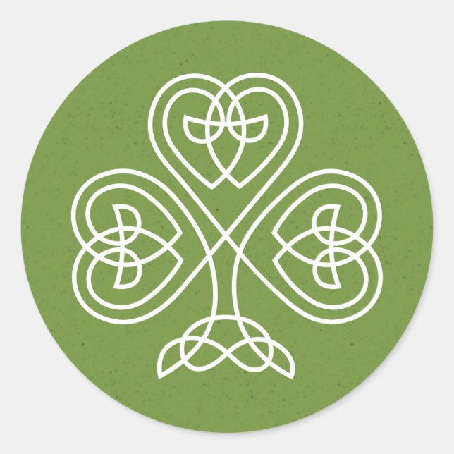 Celtic Knot Shamrock Bröllop Runt Klistermärke (Framsida)