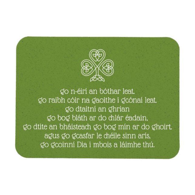 Celtic Knot Shamrock Gaelic Blessings Magnet (Horisontell)