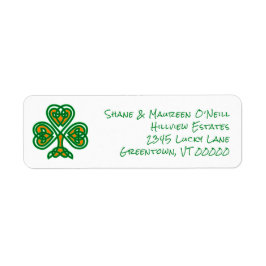 Celtic Knot Shamrock Irish Färg Returadress Etikett