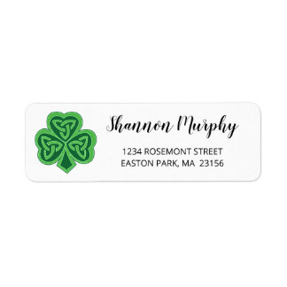 Celtic Knot Shamrock Modern Calligraphy Script Returadress Etikett