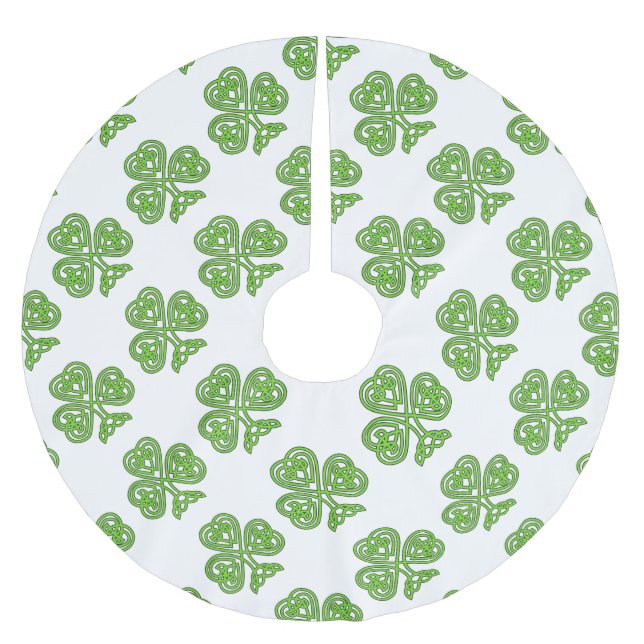 Celtic Knot Shamrock on White Julgransmatta Borstad Polyester (Framsidan)