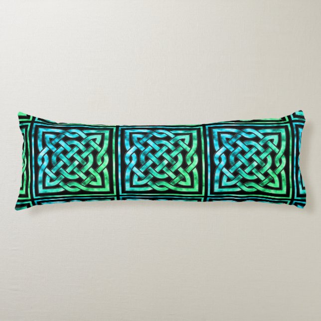 Celtic Knot - Square Blue Grönt Body Pillow Kroppskudde (Framsidan)