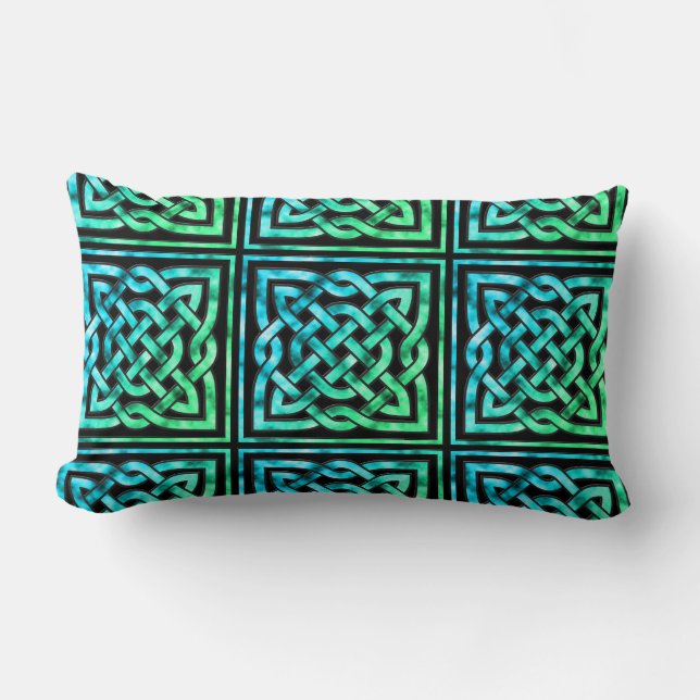 Celtic Knot - Square Blue-Grönt Lumbarkudde (Framsida)